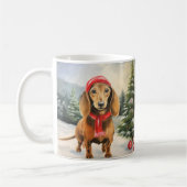 Mug Chien de Dachshund à Noël de neige (Gauche)