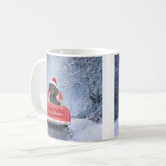 Mug Chien de Dachshund en neige assis sur un camion de (Devant gauche)
