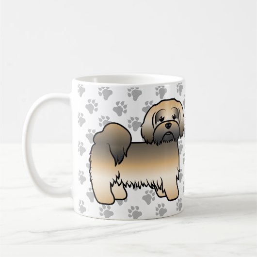 Mug Chien de dessin animé mignon Lhasa Apso Sable Doré (Gauche)