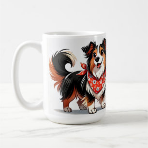 Mug Chien de dessin animé mignon portant un bandana fl