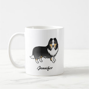 Mug Chien de dessin animé Shetland Colley tricolore &