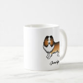 Mug Chien de dessin animé Shetland Sable & Nom (Devant droit)