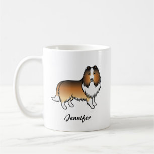 Mug Chien de dessin animé Shetland Sable & Nom