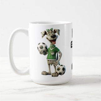 Mug Chien de football drôle Nom et Texte personnalisés