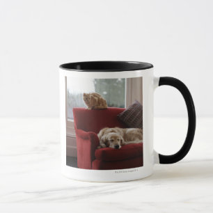 Mug Chien de golden retriever avec le chat tigré de