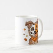 Mug Chien de Halloween mignon moitié squelette moitié (Devant droit)