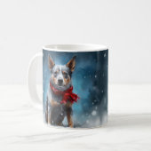 Mug Chien de Heeler Bleu à Noël de neige (Devant gauche)