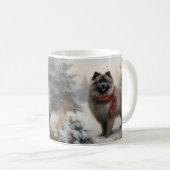 Mug Chien de Keeshond à Noël de neige (Devant droit)