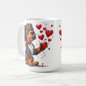☕ Mug Chien de la Saint-Valentin avec coeurs Cadea (Devant gauche)