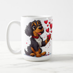 ☕ Mug Chien de la Saint-Valentin avec coeurs Cadea