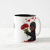 ☕ Mug Chien de la Saint-Valentin avec Fleurs Cadea (Devant droit)