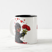 ☕ Mug Chien de la Saint-Valentin avec Fleurs Cadea (Devant gauche)