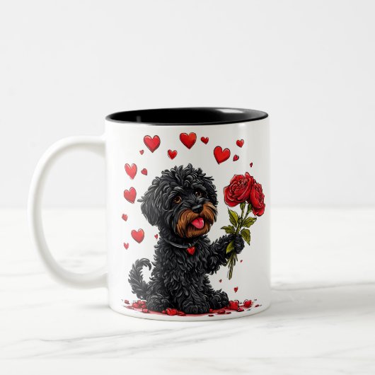 ☕ Mug Chien de la Saint-Valentin avec Fleurs Cadea (Gauche)