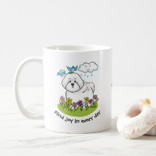Mug Chien de levure Bichon de printemps avec fleurs -