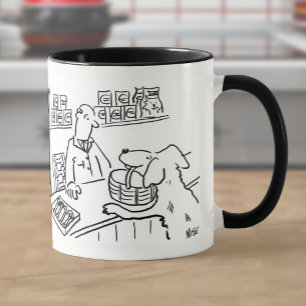 Mug Chien de magasin d'animaux portant un panier à pro