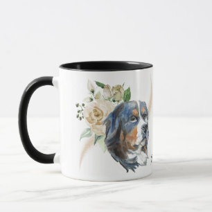 Mug Chien de montagne Bernese, bouquet de la Rose blan