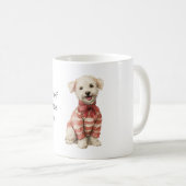 Mug Chien de Noël au pull rouge blanc (Devant droit)