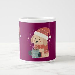 Mug Chien de Noël Bonnet Écharpe Pastel - Life is  Extra Grote Beker
