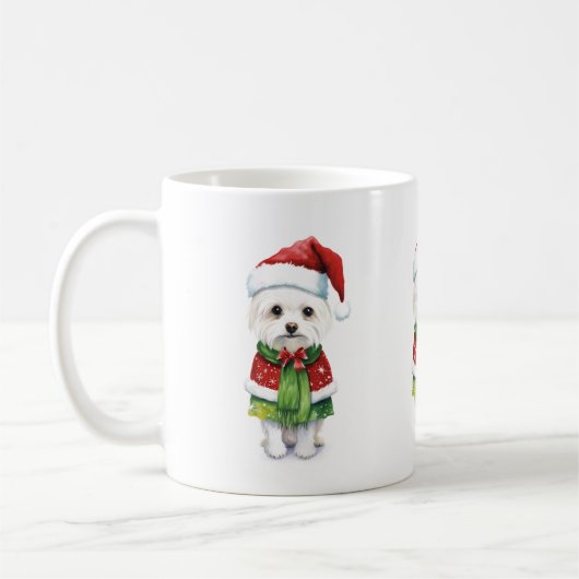 Mug Chien de Noël, Chien de Père Noël Mignonne Fête de (Gauche)