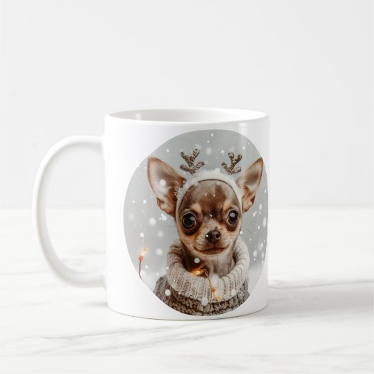 Mug Chien de Noël Chihuahua Reindeer (Gauche)