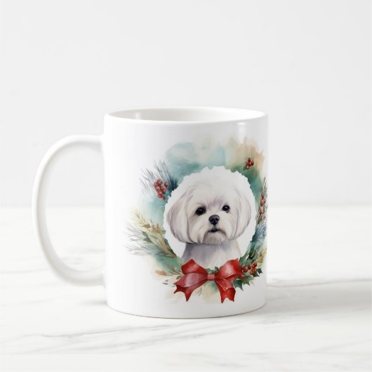 Mug Chien de Noël festif de Malte (Gauche)