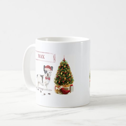 Mug Chien de Noël Noir et Blanc (Devant gauche)