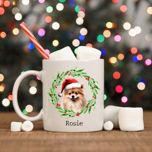 Mug Chien de Noël Poméranien Vacances Animaux