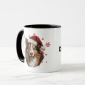 Mug Chien de Noël Rough Collie Personnalisé (Devant gauche)
