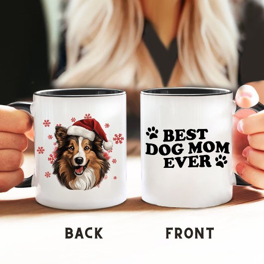 Mug Chien de Noël Rough Collie Personnalisé