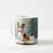 Mug Chien de Papillon à Noël de neige (Devant gauche)