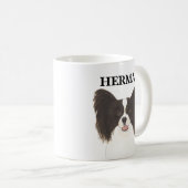 Mug Chien de Papillon noir et blanc personnalisé (Devant droit)