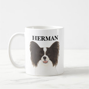 Mug Chien de Papillon noir et blanc personnalisé