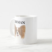Mug Chien de Papillon rouge et blanc personnalisé (Devant gauche)