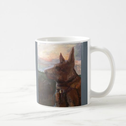 Mug "Chien de Phoebe peinture dans coucher du soleil" (Droite)