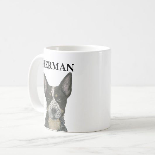 Mug Chien de poche Heeler bleu personnalisé (Devant gauche)