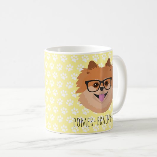 Mug Chien de Pomeranian en verres nerd | (Devant droit)