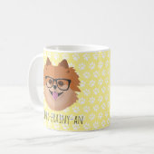 Mug Chien de Pomeranian en verres nerd | (Devant gauche)