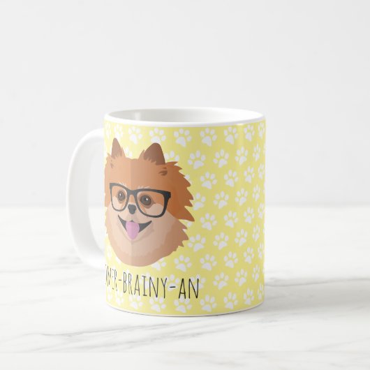 Mug Chien de Pomeranian en verres nerd | (Devant gauche)