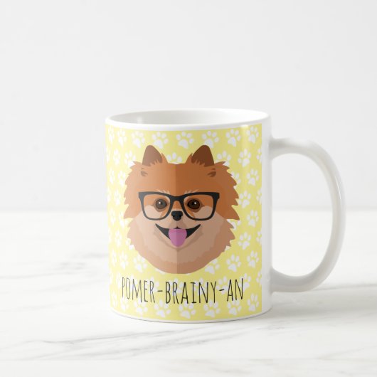 Mug Chien de Pomeranian en verres nerd | (Droite)
