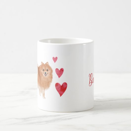 Mug Chien de Poméranie avec nom d'animal de compagnie (Centre)