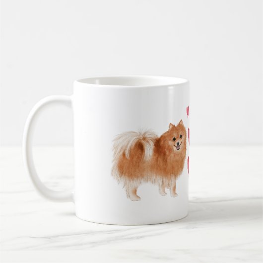 Mug Chien de Poméranie avec nom d'animal de compagnie (Gauche)