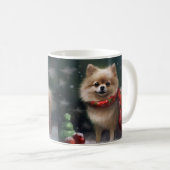 Mug Chien de Poméranie en Noël de neige (Devant droit)