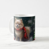 Mug Chien de Poméranie en Noël de neige (Devant gauche)