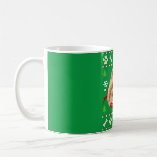 Mug Chien de Poméranie Noël laid (Gauche)
