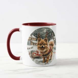 Mug Chien de rennes de Noël de Poméranie