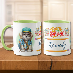 Mug Chien de rentrée scolaire portant un cartable pers