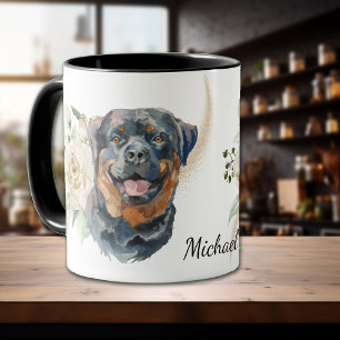 Mug Chien de Roquet de Rose blanche