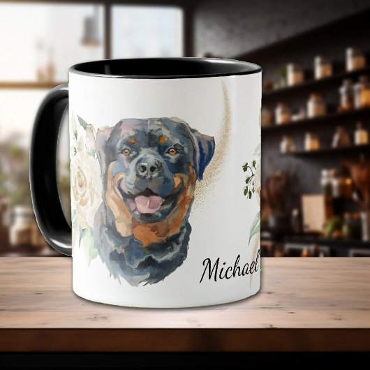 Mug Chien de Roquet de Rose blanche