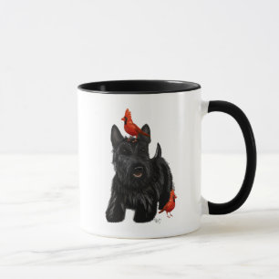 Mug Chien de Scottie et oiseaux rouges