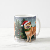 Mug Chien de Shiba Inu à Noël de neige (Devant droit)